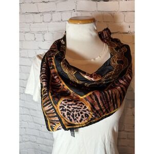 VTG Silk Horsebit Chainlink Leopard Square Regal Scarf Designer Inspired‎ Italy